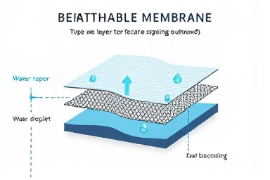 Diagram of breathable waterproof membrane technology.